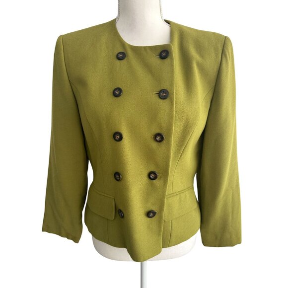 KASPER Olive Double Buttoned Blazer Size 8 - Picture 8 of 8